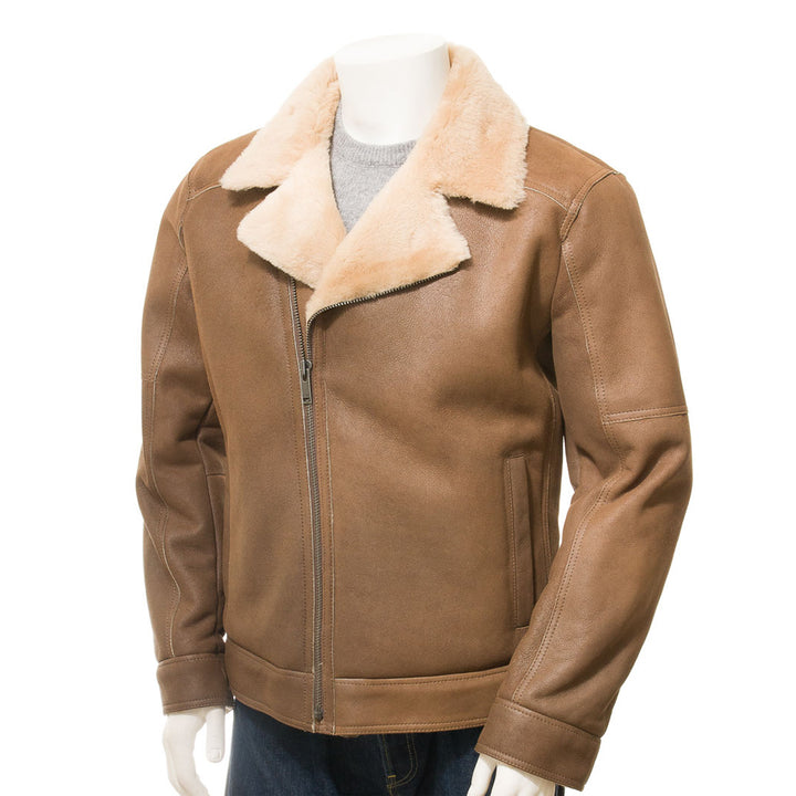 Premium Men Classic Fashion Leather Jacket with Fur Collar