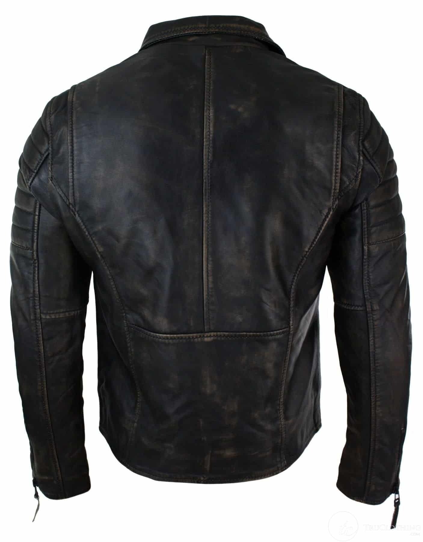 Mens Black Biker Genuine Leather Jacket