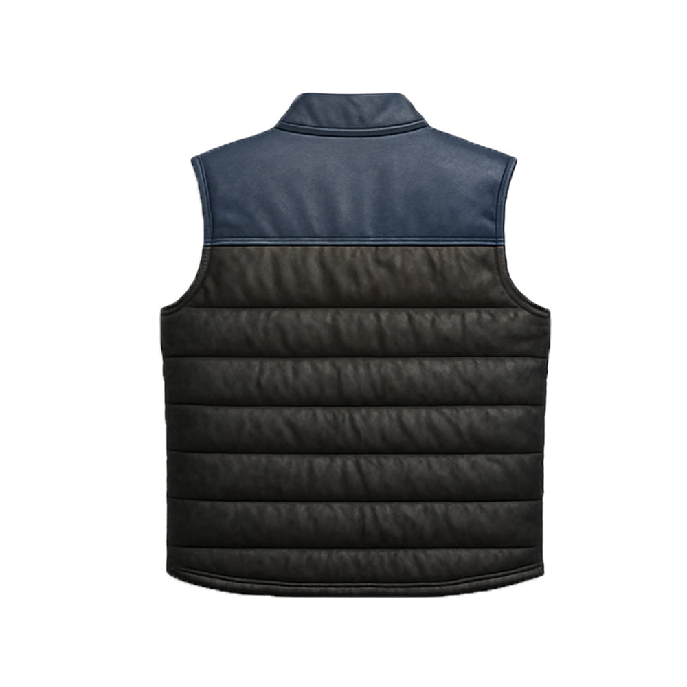 Unisex Bridger Blue Leather Down Puffer Vest