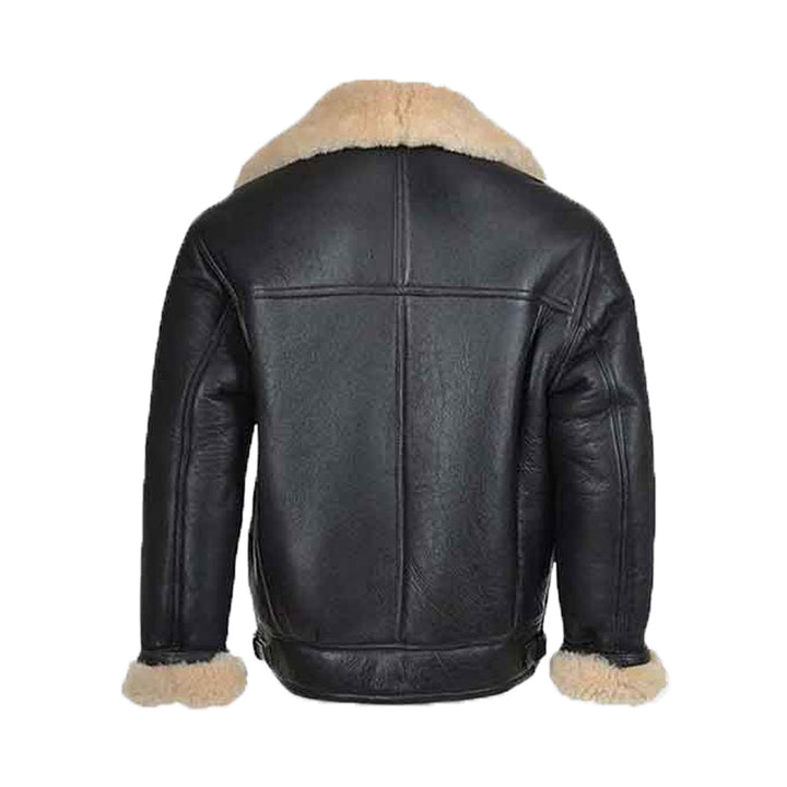 Men’s Black Bomber Shearling Leather Jacket